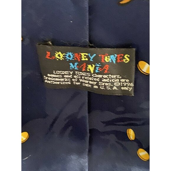 Looney Tunes Taz Tie  Shamrock Shorts  Coins Navy Blue Polyester Novelty Necktie - Picture 4 of 6